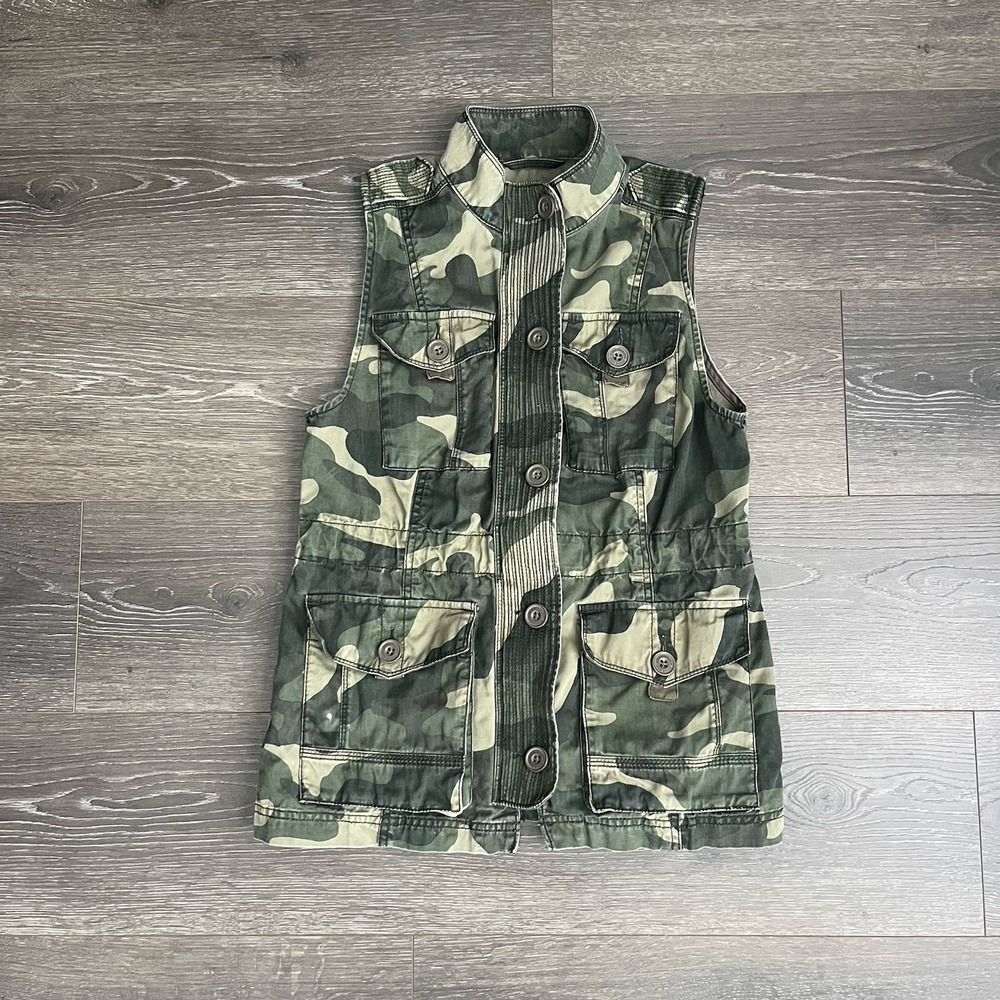 Abercrombie & Fitch Camo Vest Women's Size S Green Camo Cargo‎ Utility A&F Spot